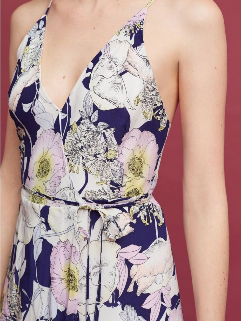 Yumi Kim | Anthropologie Bora Bora Navy City Nights Silk Wrap  Midi Dress | L
